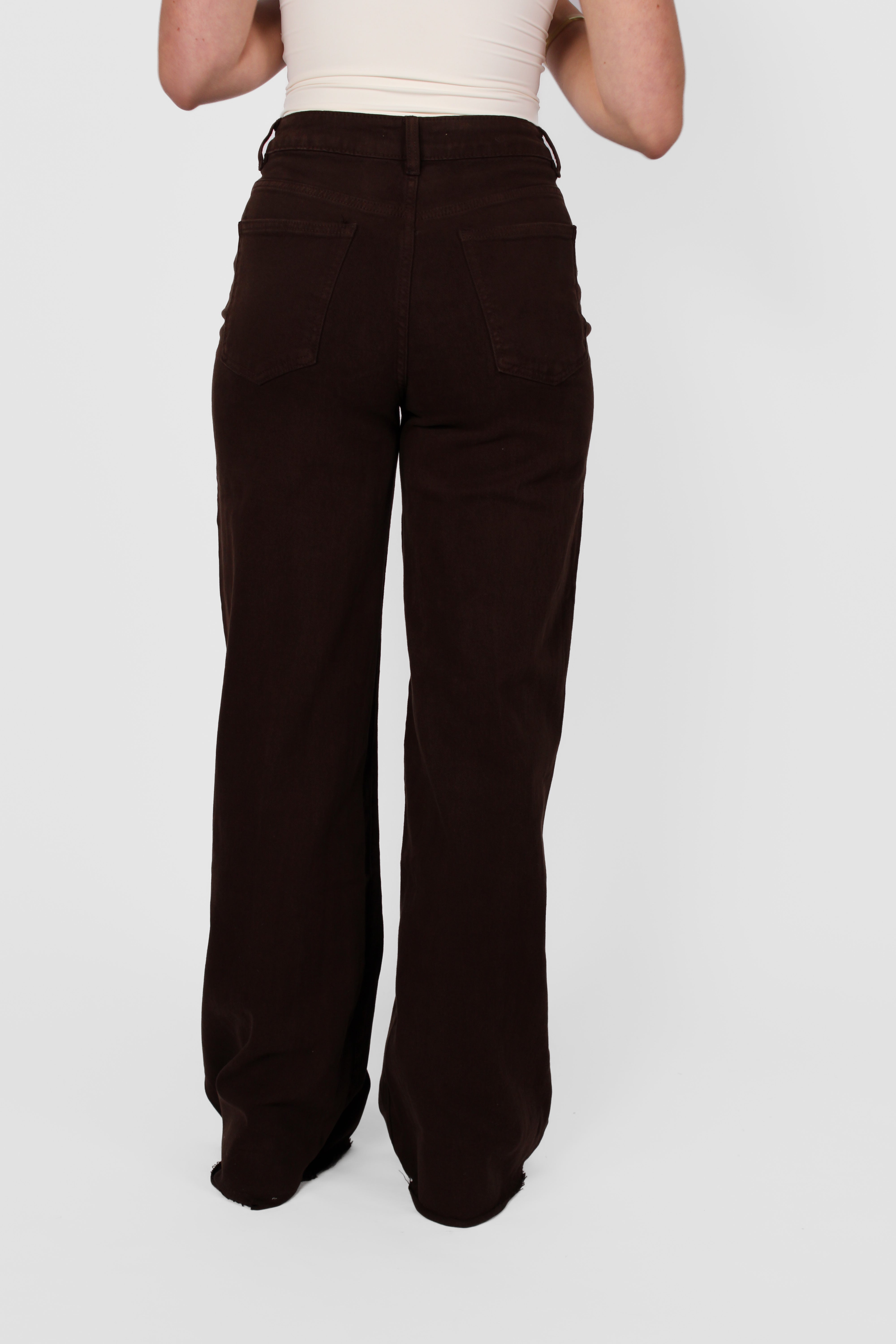 "TALL" WIDE LEG JEANS 9131 - DARK BROWN