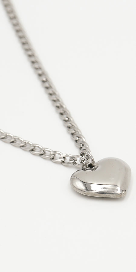 BIG HEART NECKLACE - SILVER