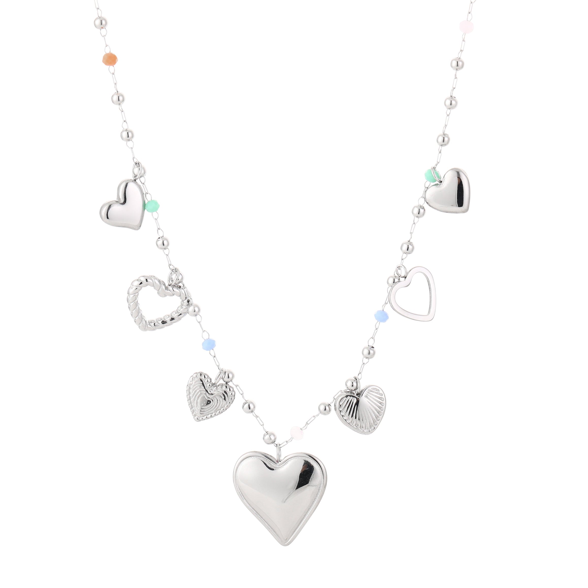ALL OVER HEARTS NECKLACE - SILVER
