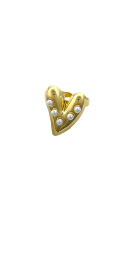 Pearls Heart Ring - Gold