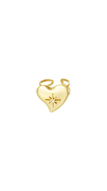 BIG HEART SPARKLE RING - GOLD