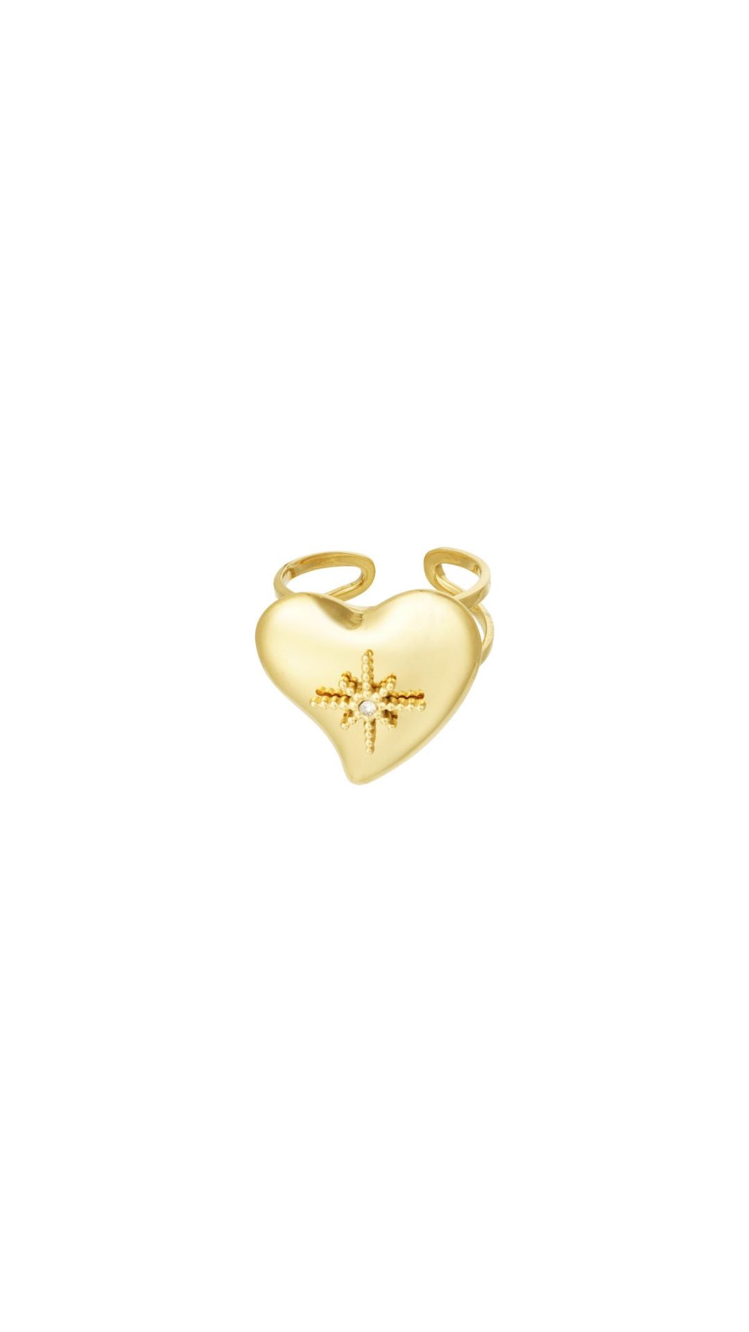 BIG HEART SPARKLE RING - GOLD